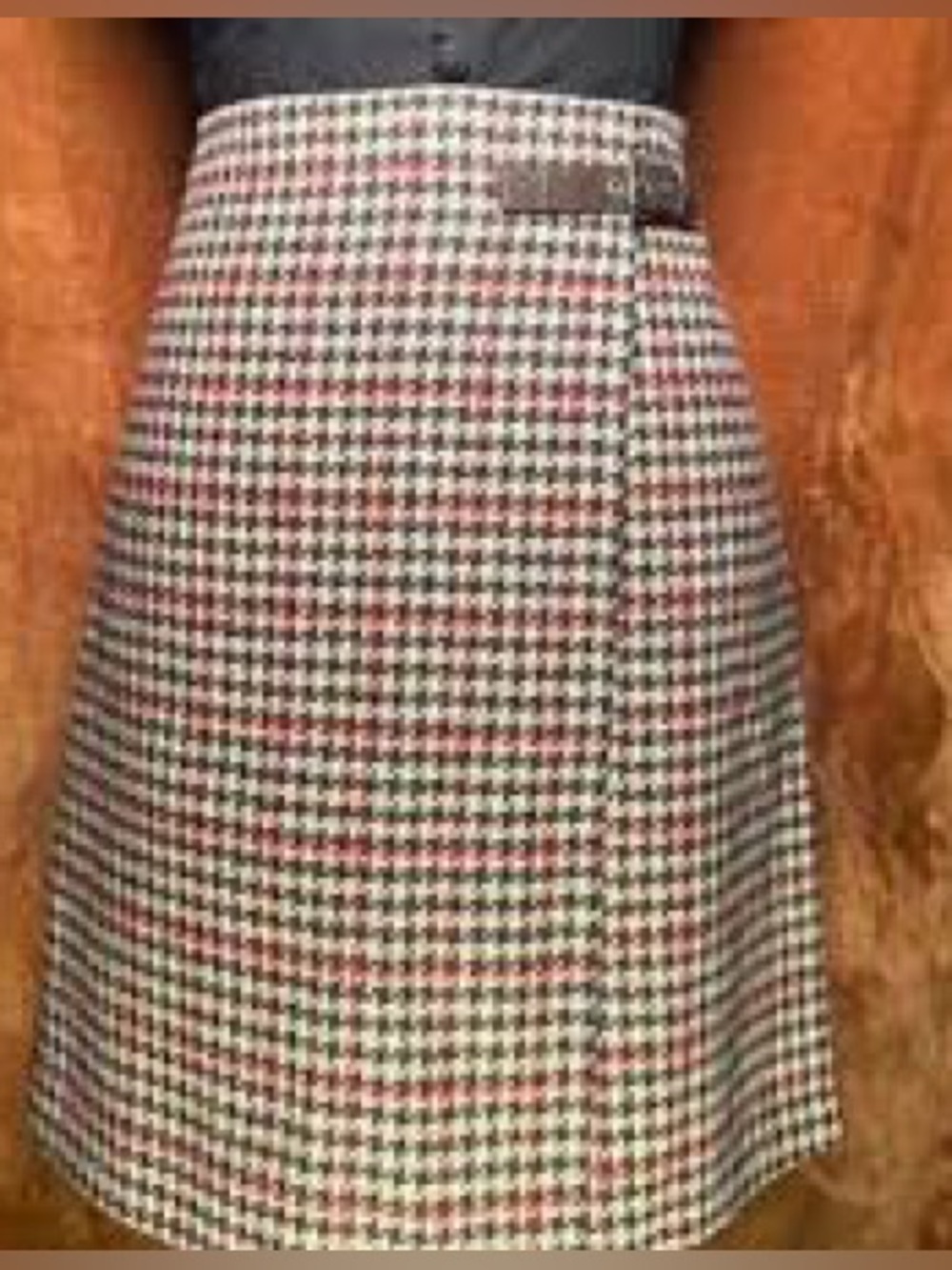 Boden Houndstooth Mini Skirt in Black, White and Pink